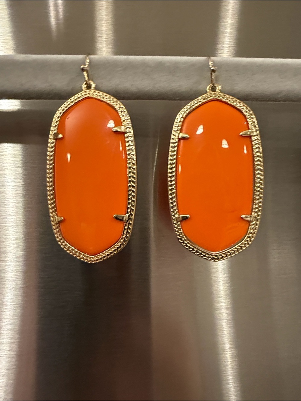 Kendra Scott Orange and Gold Danielle Drop Earrings